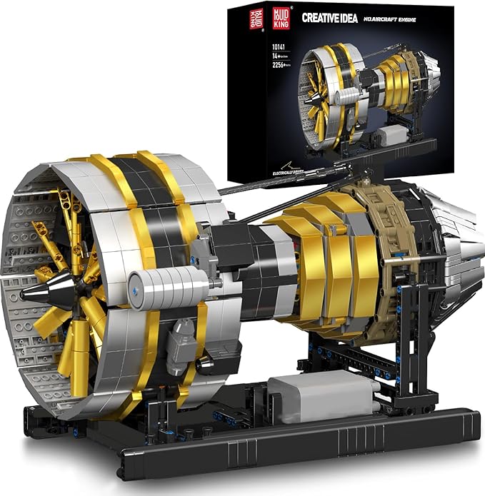 Mould King City Aircraft Engine Building Set-Turbojet Engine Model That Runs with Motor-Collectible Blocks Kit for Adults -Mechanical Science Education STEM Toy(2256 PCS)