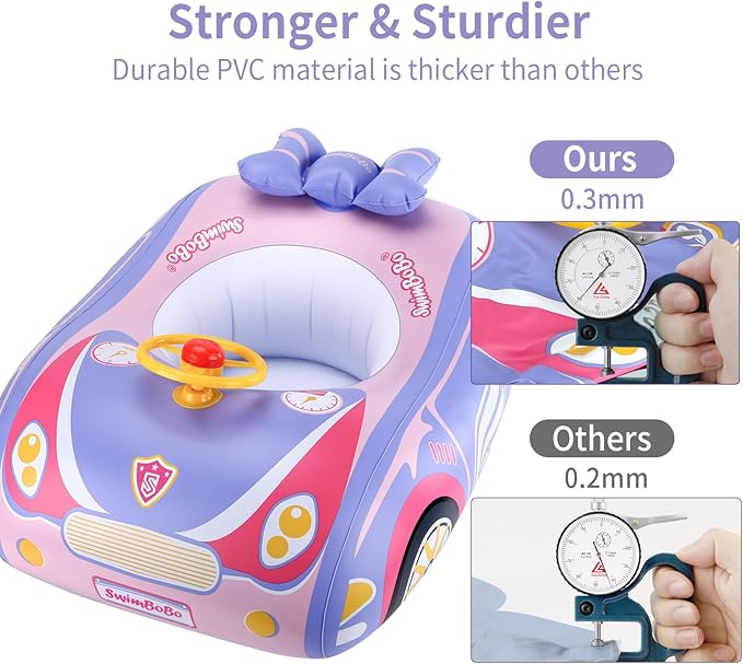 Swimbobo Toddler Pool Float with Seat Boat Inflatable Ride-on Car for Kids Outdoor Toys