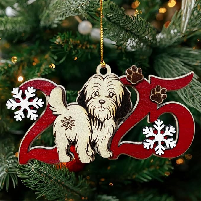 2025 Havanese Christmas Ornament – Wooden Dog Ornament for Tree, Cute Puppy Holiday Decoration, Personalized Pet Keepsake Gift for Women, Men, Kids, Dog Mom & Dad