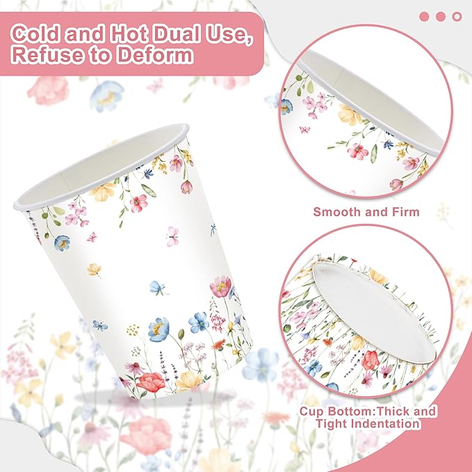 152Pcs Floral Birthday Party Supplies With For Baby Shower Birthday Picnic Wedding Party Decorations Serves 24 Party