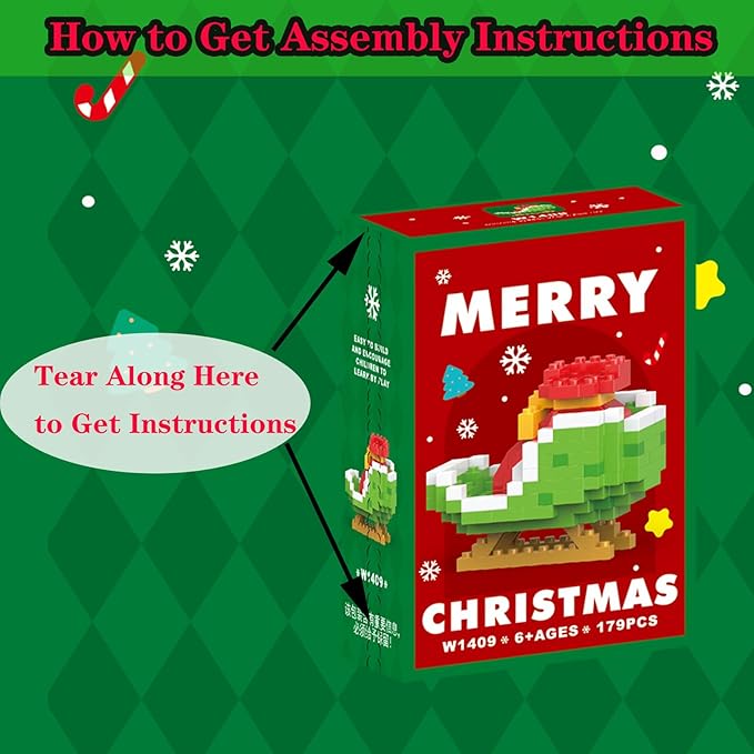 Christmas Sledges Building Blocks Set Compatible with Lego Advent Calendar 2025 Stacking New Toys Holiday Present Box New Year Xmas Gifts for Kids for Boys & Girls and Adults