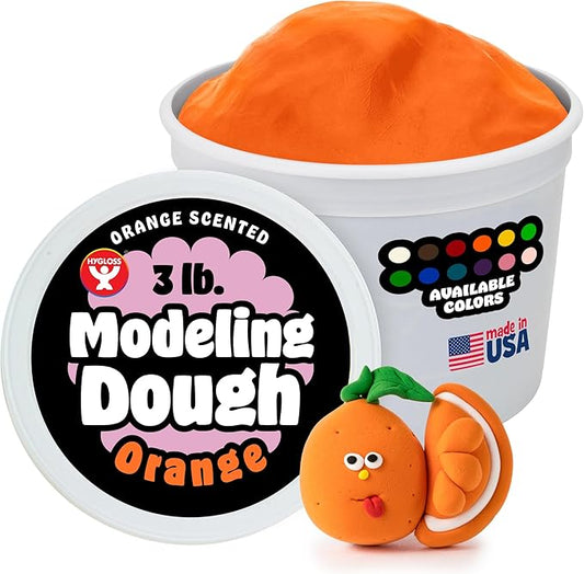 Hygloss Play Modeling Dough for Kids – Safe & Non-Toxic Sensory Dough for Arts and Crafts – 3 lb Tub – Play Clay for Toddler Activities, Preschool Classroom Must-Haves – Orange Color, Scented