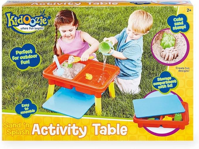 Toddler Sensory Kids Table with Lid | Sensory Bin | Kidoozie | Mega Block Compatible Lid | Indoor Outdoor Use , Red, G02521 17 x 12.5 x 11 inches