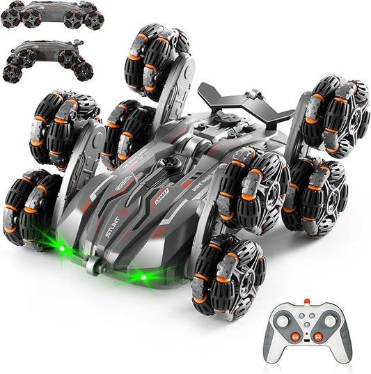 8WD Remote Gesture Sensing Stunt Control Car with Light Spray Effect, Music & Automatic Demonstration 8 Wheel 360°Flip Double Sided Rotate Stunt Car, 2.4Ghz RC Vehicle Toy for Age 3-6 7-13 Kids Gifts