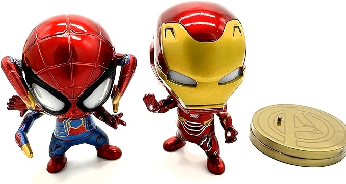 Prodigy Toys Spiderman Action Figure with Shooting Web vs Iron Man with LED Eyes (Batteries Included)