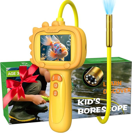 Borescope Camera with Light for Kids | STEM Science Educational Toy for 4 5 6 7 8 9 10 12 Years Old Boys & Girls | Birthday Gift for Outdoor Adventures & Nature Discovery (Orange)
