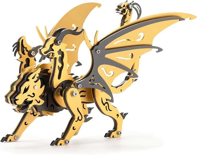 3D Metal Puzzles,3D Metal Puzzle for Adults,Mechanical Model Kit Chimera Black and Gold,Steel 3D Puzzles Stainless Steel Ornaments for Adults Home Decor Art Craft Gifts Toys.