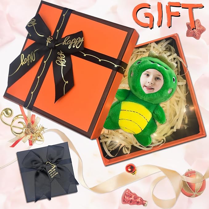 Personalized Dinosaur Stuffed Animal Key Chain – Customizable Dinosaurs Plush Toy, Gift with Your Face Photo,5 inches