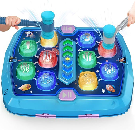 Hammer Mole Game for 3 4 5 6 Year Old Boys, Pounding Toys for Age 3-5, 3 Modes & Light Interactive Toddlers Toy with 2 Hammer, Baby Toy Gifts for Early Learning, Birthday Gift for Toddler Boy Girl