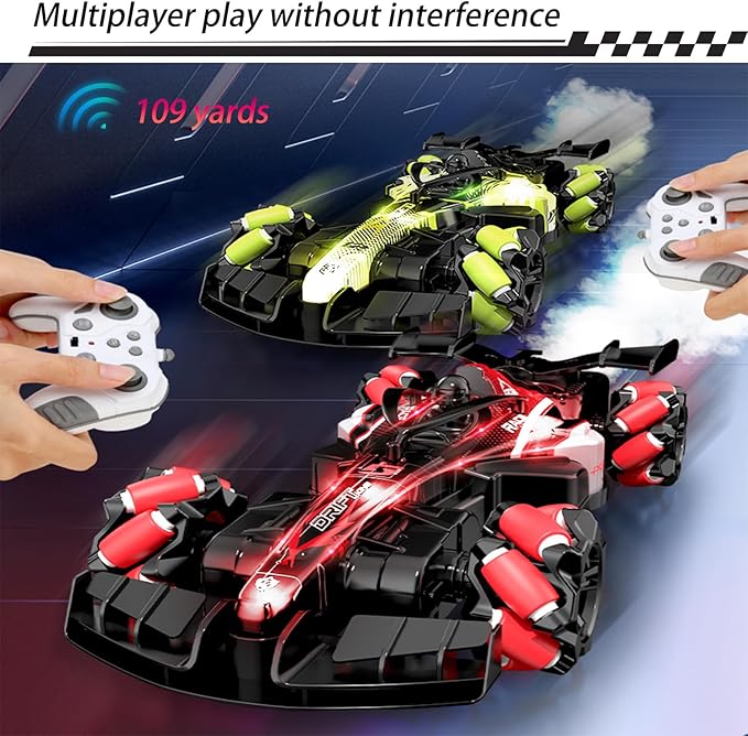 2.4GHz Gesture Sensing Remote Control Car - 360° Spin High Speed Drift F1 Formula Racing, with Spray, Music & Light, 2 Control Mode, Toy for Kids 8-12 Year Birthday Coolest Best Toy (Green)