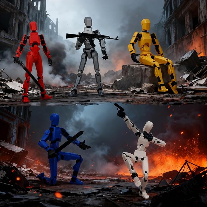 (Assembly Completed) 8 Packs Dummy13 Action Figure Set, 3D Printed ActionFigure Toy Gifts for Kids, Dummy 13,Robot 13 Action Figure Full Body Mechanical Doll Christmas Birthday Gift for Boys Girls