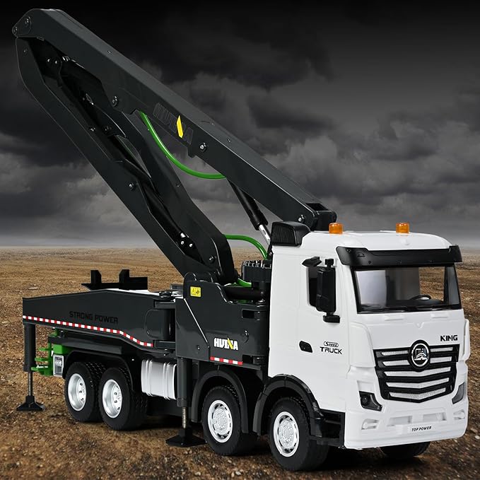 kolegend 1:18 Scale RC Concrete Pump Truck 2.4Ghz Remote Control Cement Toy Truck 11 Channel RC Construction Vehicles with Working Water Pump, Lights and Sounds Toys Gift for 8+ Years Old Kids Boys