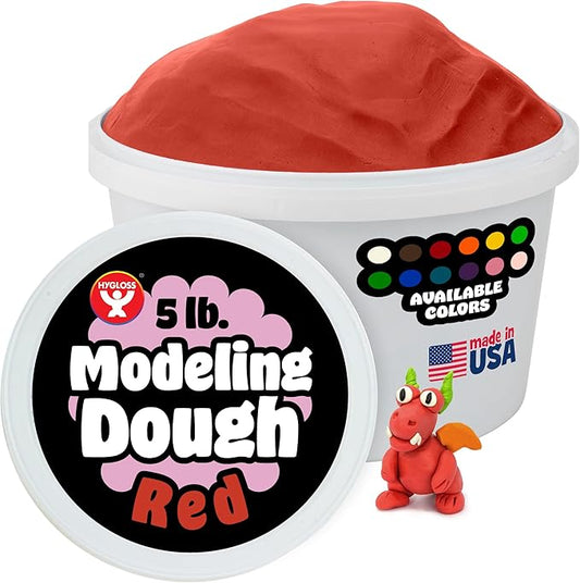 Hygloss Play Modeling Dough for Kids – Safe & Non-Toxic Sensory Dough for Arts and Crafts – 5 lb Tub – Play Clay for Toddler Activities, Preschool Classroom Must-Haves – Red Color, Unscented