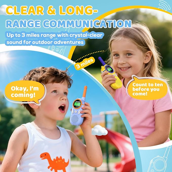 MOICO Toys for 3-12 Year Old Boys Girls,Rechargeable Long Range Walkie Talkies for Kids with 22 Channels,3 4 5 6 7 8 Year Old Kids Gift, Perfect for Outdoor Camping,Hiking,Christmas and Birthday