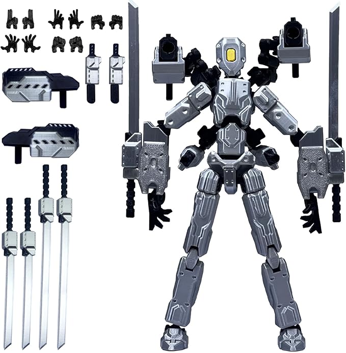8 inch T13 (Assembly Completed) Action Figure Set,T 13 Multi-Articular Mobile Robot Nova T-13,Desktop Decorations for Game Lovers Toys (Gray)