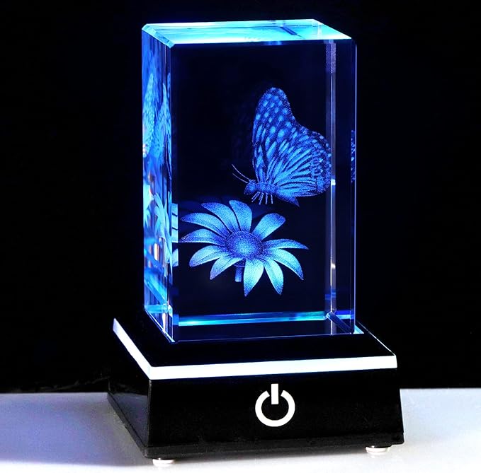 Qianwei Butterfly Gifts for Women, 3D Crystal Monarch Butterfly Figurines Stuff Home Butterflies Decor for Aniaml Lovers Her Statue Paperweight Birthday Christmas Gifts for Best Friend Girls