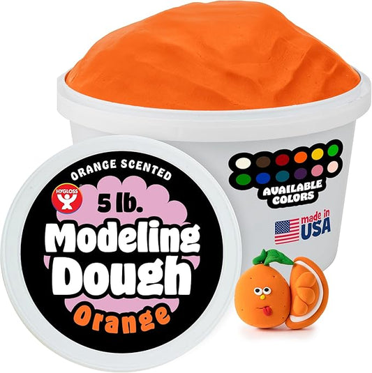 Hygloss Play Modeling Dough for Kids – Safe & Non-Toxic Sensory Dough for Arts and Crafts – 5 lb Tub – Play Clay for Toddler Activities, Preschool Classroom Must-Haves – Orange Color, Scented