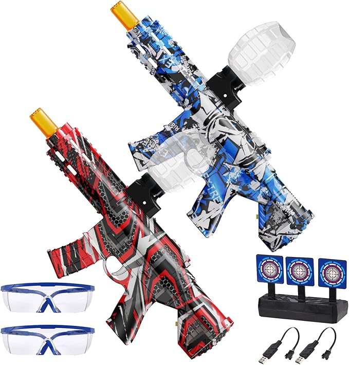 2 Set Electric Splatter Blaster Toy, Outdoor Team Games, Christmas, Halloween, Birthday, New Year Gift for Ages 14+ (Red+Blue)
