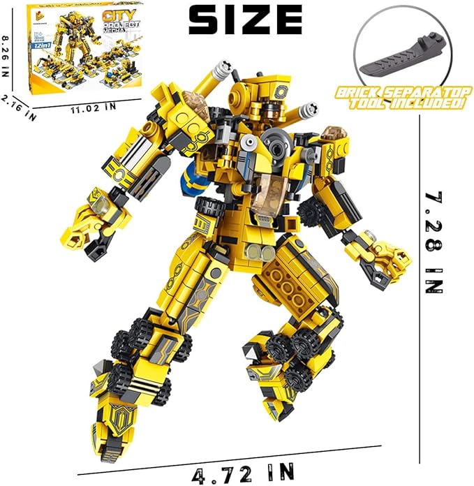 Robot Building Toys for 6 7 8 9 10 11 12 13 14 Years Old Kids | 25-in-1 Construction Blocks Sets for Robot or Trucks, Christmas Birthday Gifts for Age 6-8 7-9 8-14 yrs Boys