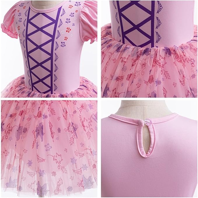 DYMCII Baby Girls Princess Ballet Dress Short Sleeve Leotards Skirted Tutu Dancewear Halloween Christmas Party Fancy Costume