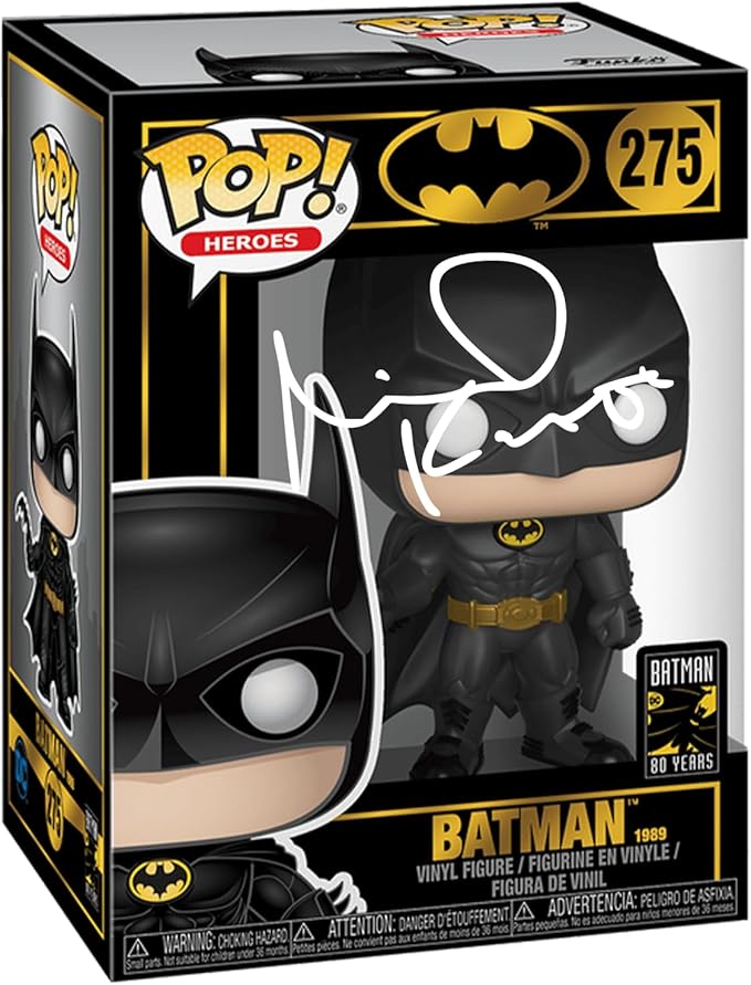 Michael Keaton Batman 1989#275 Facsimile Signed Reprint Laser Autographed Funko POP! Movies Figurine with Protector Case