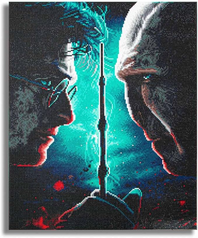 CRAFTHUB Harry Potter Diamond Art – Harry vs. Voldemort – 5D Diamond Painting Kit & Tools – with Big Trays & Light Pens – Officially Licensed Merchandise – 19.7' x 23.6"