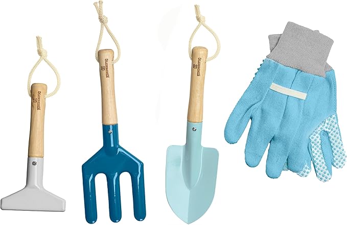 Gardening Set, Tool Kit, for Kids, STEM, Includes Tote Bag, Spade, Watering Can, Rake, Fork, Trowel and Gloves (Camo Quest)