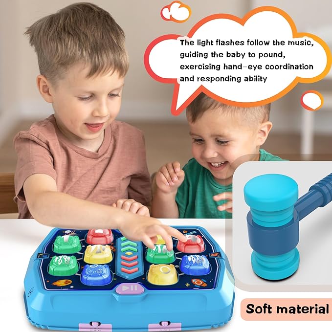 Hammer Mole Game for 3 4 5 6 Year Old Boys, Pounding Toys for Age 3-5, 3 Modes & Light Interactive Toddlers Toy with 2 Hammer, Baby Toy Gifts for Early Learning, Birthday Gift for Toddler Boy Girl