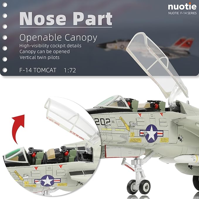 F-14A Tomcat 1/72 Metal Airplane Model Kits with Stand VFA-31 Tomcatters DieCast Alloy Fighter Model Jet Replica Pre-Build Military Aircraft Collection for Display or Gift