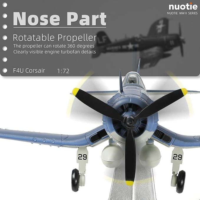 1/72 Scale USA F-4U Corsair Fighter Model World War II Vintage Warplane Metal Diecast Aircraft Military Display Airplane for Display Collection or Gift