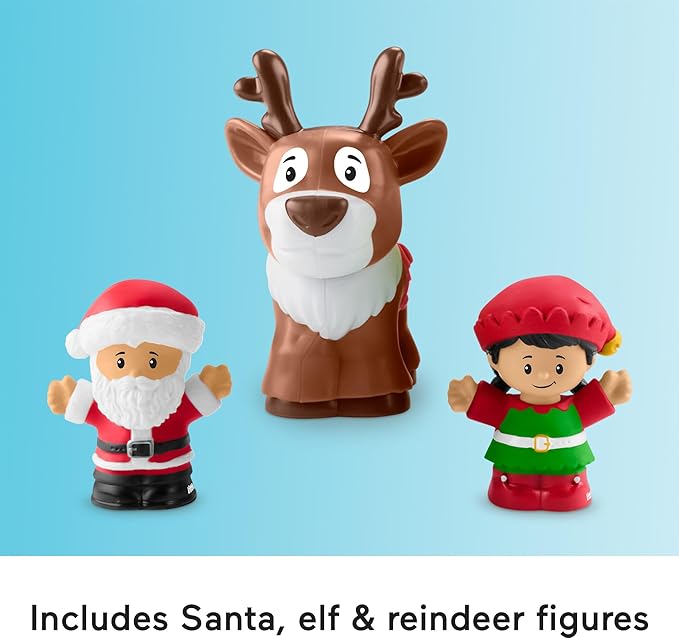 Fisher-Price Little People Toddler Toy Musical Christmas Train with Santa Elf & Reindeer Figures for Pretend Play Kids Ages 1+ Years (Amazon Exclusive)