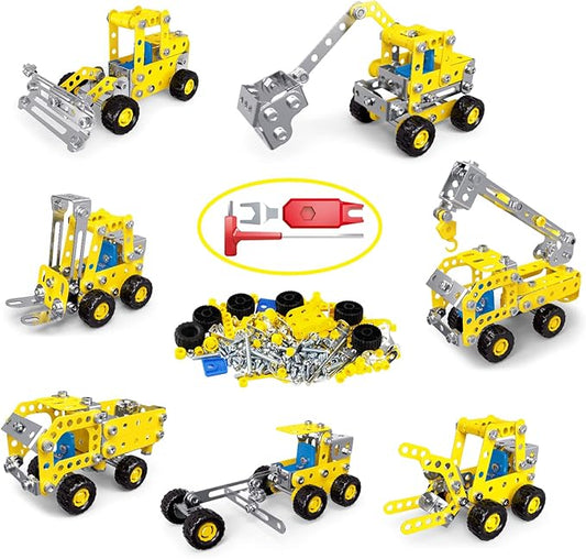7 in 1 STEM Toys,Erector Set for Boys Age 8-12,Learning Engineering Kids Building Blocks Model Kits,Metal Construction Toys for Kids 8 9 10 11 12+ Year Old(180PCS No Motor)