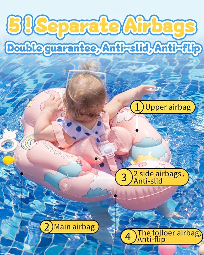 Swimming Ring with Adjustable Seat Pocket,Baby Swimming Pool Floats,Removable Floating Ball,New Upgrade Baby Swim Ring for Ages 6-36 Months Infant Toddler