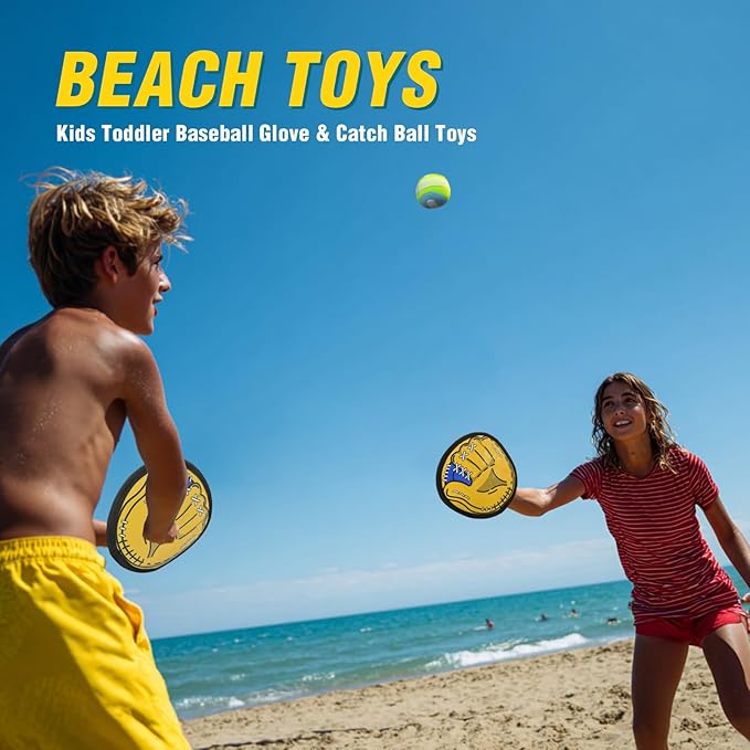 Toss and Catch Ball Game Set – Outdoor Toys for Kids, Toddler Yard & Beach Games, Sticky Ball and Glove Toy, Birthday Gift for Boys Girls Ages 3 4 5 6 7 8 9 10 (Upgraded Version)