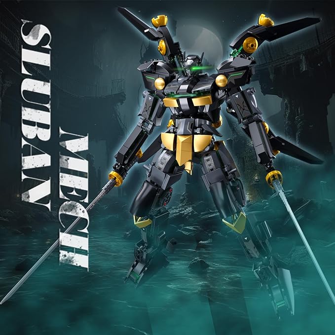 Mech Building Sets, Black Robot Mecha Building Kit with Two Knife, Collectible Gift for Teens Boys 8+, Compatible with Lego Mech Set, 534 PCS