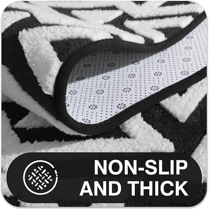 Ompaa Ultra Soft Geometric Bedroom Rugs Memory Foam Carpet, Black 6 x 9 Feet, Cozy Area Rugs for Living Room Couch Dorm Bedside Kids Girls Teens Room Nursery Decor Floor Mat