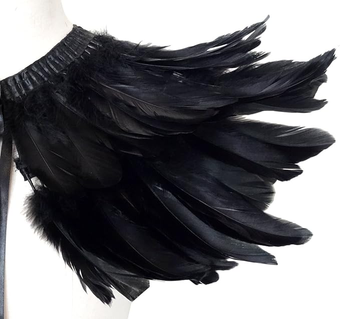 L'VOW Gothic Black Feather Shrug Cape Shawl Halloween Costume for Men