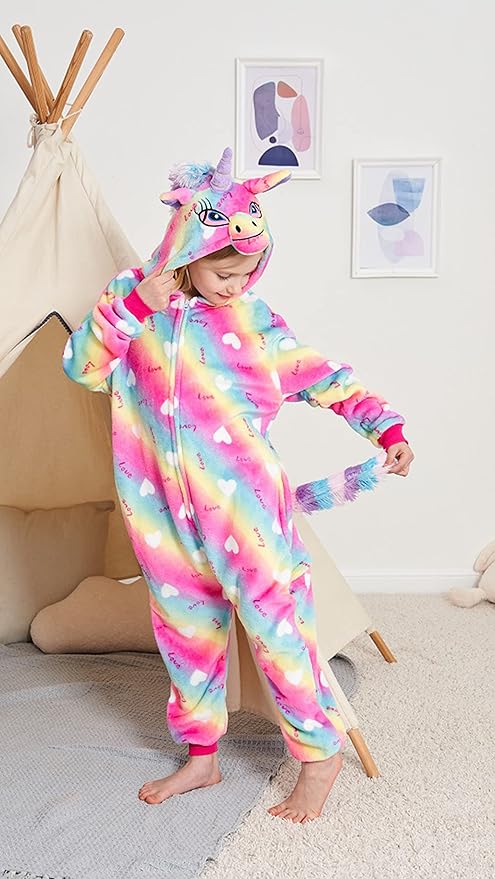 Kids Unicorn Onesie Pajamas One-Piece Cosplay Costume Animal Sleepwear Girls And Boys