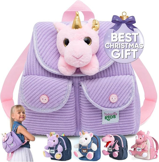 Purple Unicorn Mini Backpack for Kids, Mini Backpack for Toddler Girls, Gift for 2 3 4 5 Year Old Girl Boy