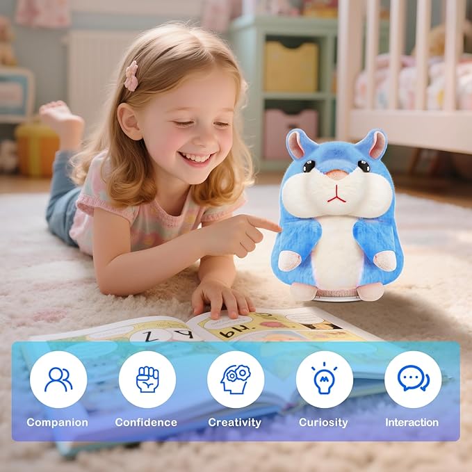 Kids Toddler Toys for Ages 2-4, Talking Hamster Repeats What You Say, Interactive Plush Repeating Toy for 2 3 4 5 6 8 Year Old Boy Girl Birthday Gift (Blue)