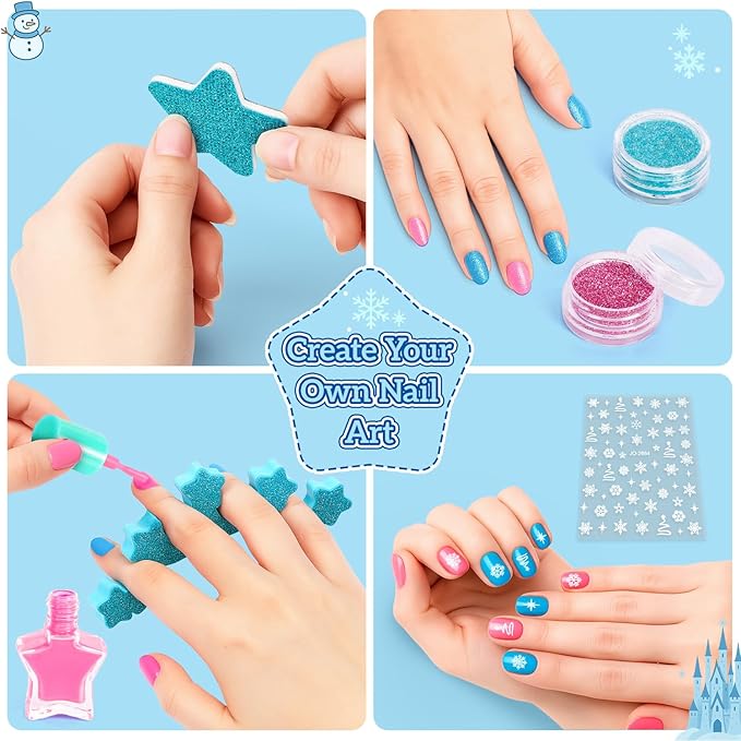 Kids Makeup Set for Girls Toys, 34Pcs Washable Princess Frozen Make Up Kit w/ Dress Up Accessories, Christmas Birthday Princess Gifts Toys for Girls Kids Toddlers Age 3 4 5 6 7 8 9 10 11 12