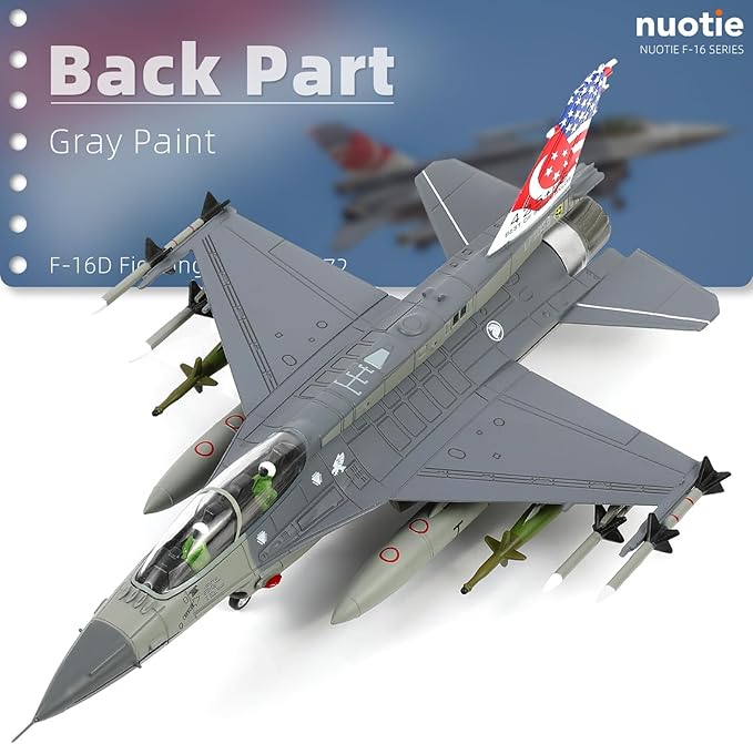 1/72 Scale F-16D Fighting Falcon Airplane Pre-Build Model Kits Finished Diecast Aircraft Metal Fighter Jet Model Display Collection or Gift (F-16D Singapore)