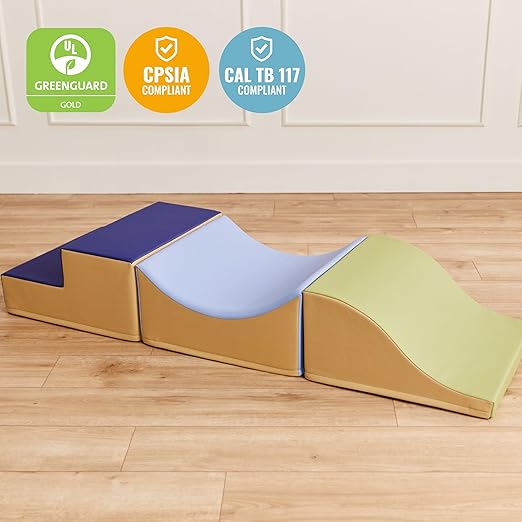 ECR4Kids SoftZone Traversing Trio Climber, Beginner Playset, Earthtone, 3-Piece