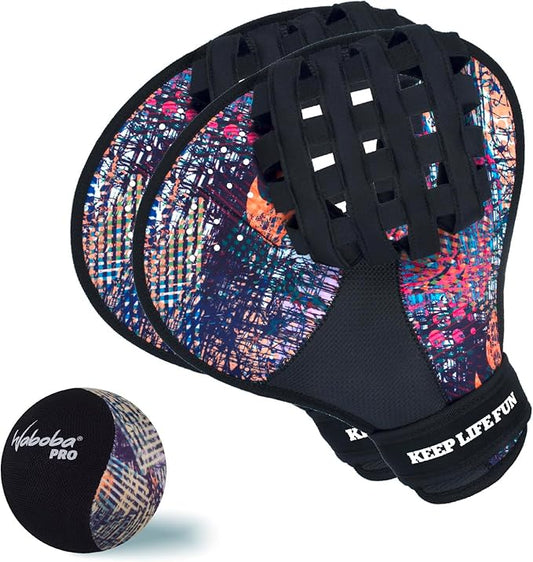 Waboba Catch Water Gloves Pro Water Bouncing Ball Set - for Beach Games & Swimming Pool Toys – 2 Baseball Style Mitts for Catching Water Balls – One Size Ambidextrous Design, Black