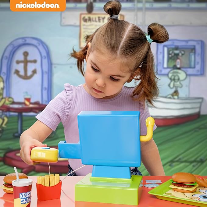 Lollipop Spongebob Cash Register Play Set - Krusty Krab Cash Register - Includes Toy Cash Register and Realistic Play Food Items with Pretend Food and Play Money