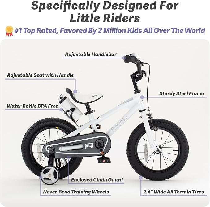 RoyalBaby Kids Bike Freestyle Classic & EZ Balance Pedal Switchable Bicycle, 12 14 16 18 Inch, 3-10 Years Toddler to Big Kids