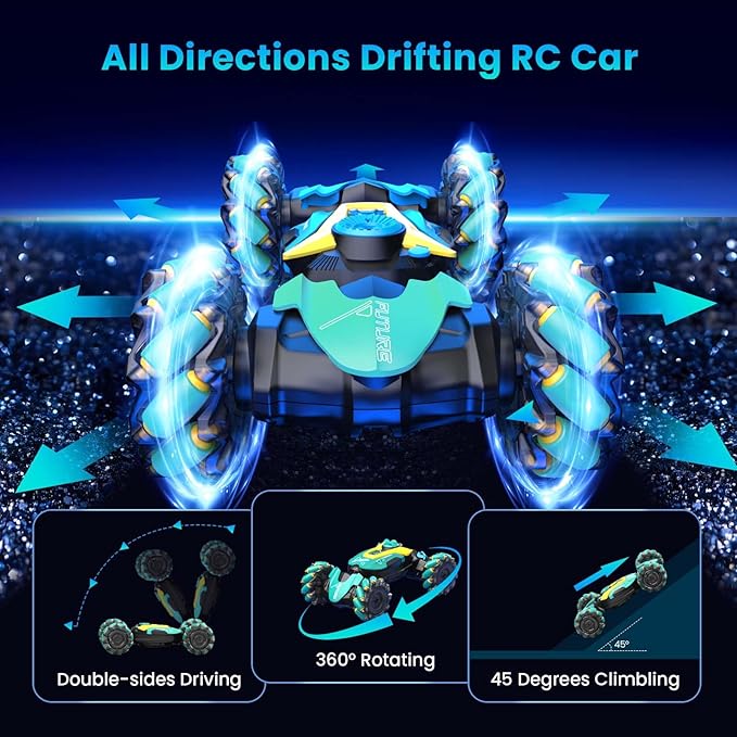 Remote Control Cars with Gesture Sensing, 360° Rotation Spray Drift RC Car for Kids, 4WD Stunt Car Remote Control Car with Hand Control, Boys Toy RC Cars with Music Light for Kids 6-12 Year Old