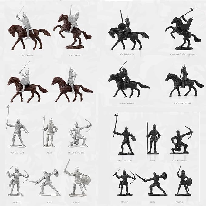 28pcs/Set Medieval Knights Toy Soldier - Army Figures Miniature Playset with Cavalry, Horses and Soldiers (Knights and Horse Set)