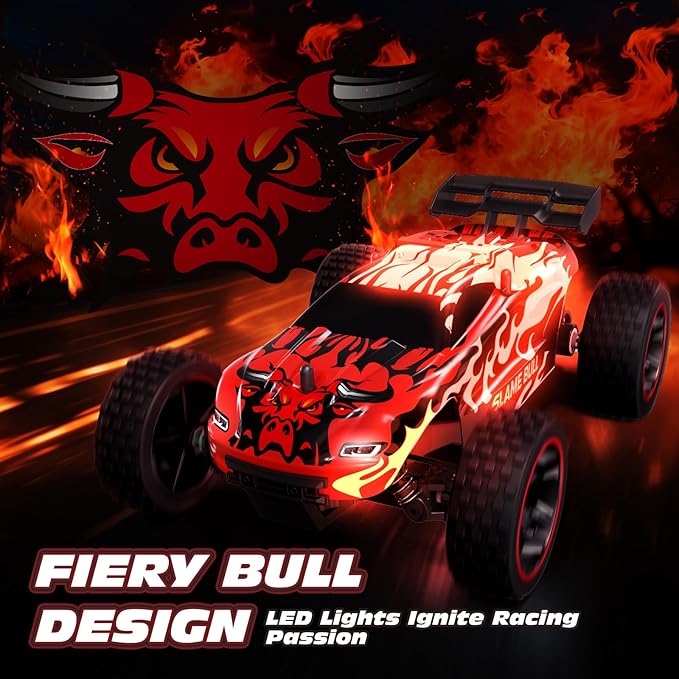 Tecnock RC Cars for Kids, 1:18 Scale 2WD RC Car with USB-C Easy Charging, 2.4GHz Remote Control Car with LED Lights & 50 Mins Playtime, Toys Gifts for Boys & Girls Ages 8-12