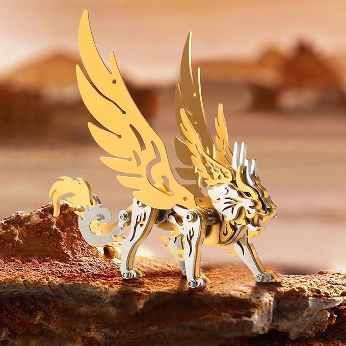 3D Metal Puzzles,3D Metal Puzzle for Adults,Mechanical Model Kit Tian Meng Gold,Steel 3D Puzzles Stainless Steel Ornaments for Adults Home Decor Art Craft Gifts Toys.